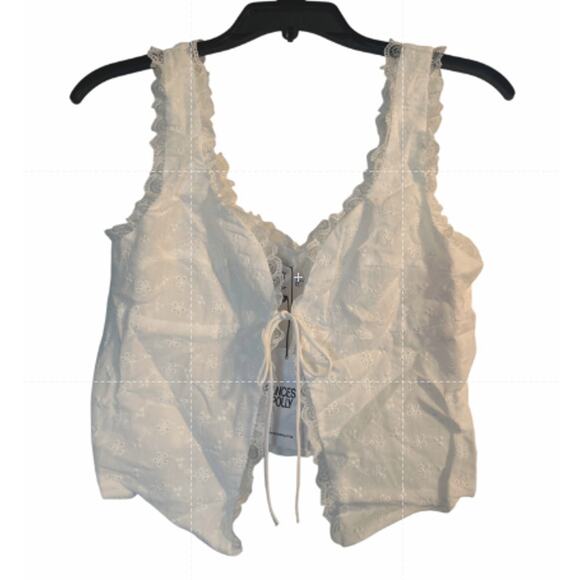 NWT Princess Polly White Eyelet Crop Top Front Tie Size 6 - Picture 1 of 7